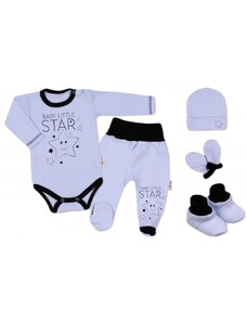 Baby Nellys 5-ti dílná soupravička do porodnice Baby Little Star - modrá Velikost koj oblečení: 62 (2-3m)