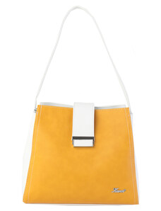KAREN Collection - Stylová modní dámská kabelka 9317 žlutá - bílá