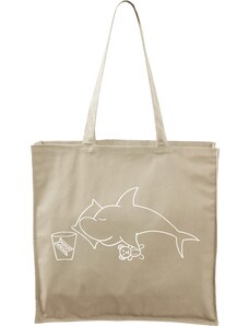 Roni Syvin + Adler/Malfini Ručně malovaná větší plátěná taška - Spící žralok