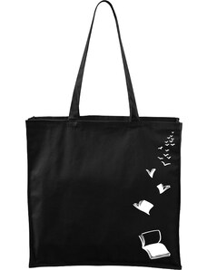 Roni Syvin + Adler/Malfini Ručně malovaná větší plátěná taška - Létající knihy