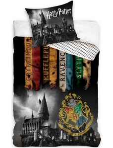 Carbotex Bavlněné ložní povlečení Harry Potter - motiv Noc v Bradavicích - 100% bavlna - 70 x 90 cm + 140 x 200 cm