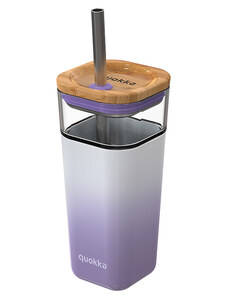 Skleněný pohár s brčkem Liquid Cube, 540ml, Quokka, fialová