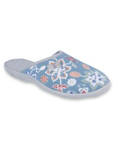 Pantofle papuče bačkory Befado 235D167 modrošedé s květy