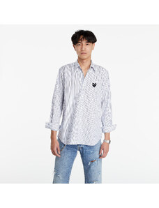 Pánská košile Comme des Garçons PLAY Black Heart Striped Shirt Light Blue/ White/ Black