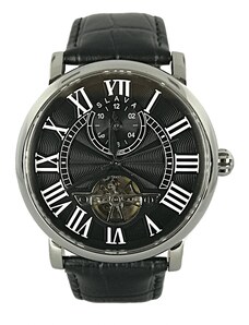 Slava Time Pánské automatické hodinky SLAVA s open heart a černým ciferníkem SLAVA SL106
