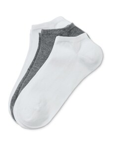 Tchibo Krátké ponožky, 3 páry, bílé a šedé
