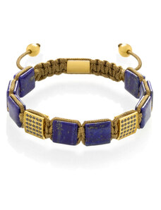 Lápis Lazuli plochý náramek zlatý Trimakasi