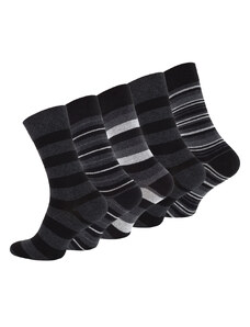 Vincent Creation Ponožky pánské s pruhy v odstínech šedé - 5 párů