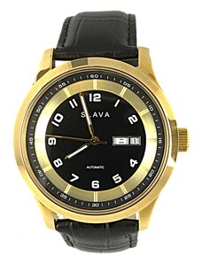 Slava Time Pánské automatické hodinky SLAVA s černo-zlatým ciferníkem SLAVA SL102