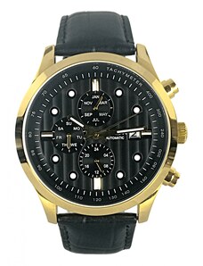 Slava Time Pánské automatické hodinky SLAVA s koženým páskem ve zlatém pouzdře SLAVA SL105