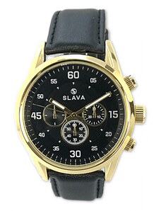 Slava Time Pánské elegantní hodinky se zlatým pouzdrem SLAVA 10158