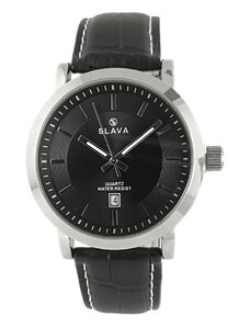 Slava Time Pánské elegantní hodinky SLAVA prošívaný kontrastní řemínek SLAVA 10123