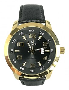 Slava Time Pánské masivní hodinky SLAVA černo-zlaté s ciferníkem 49 mm SLAVA 10112
