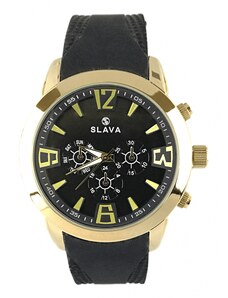 Slava Time Pánské propracované hodinky SLAVA se silikonovým páskem SLAVA 10096