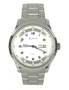 Slava Time Pánské stříbrné automatické hodinky SLAVA se stříbrným ciferníkem SLAVA 108
