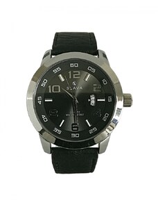 Slava Time Pánské stříbrno-černé hodinky SLAVA s kombi řemínkem SLAVA 10082