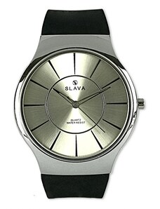 Slava Time Pánské stříbrné hodinky SLAVA se silikonovým páskem SLAVA 10165