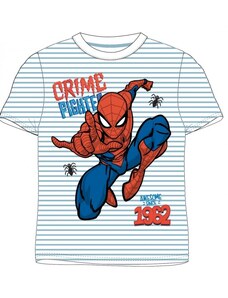 E plus M Chlapecké bavlněné tričko s krátkým rukávem Spiderman - pruhy - sv. modré