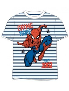 E plus M Chlapecké bavlněné tričko s krátkým rukávem Spiderman - pruhy - tm. modré
