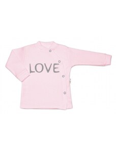 Baby Nellys Bavlněná košilka Love zapínání bokem - růžová Velikost koj oblečení: 56 (1-2m)