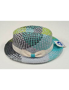 klobouk slaměný, letní modrý tyrkys 75128.2