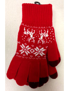 rukavice dámské zimní pletené na mobil červené RK 46.5