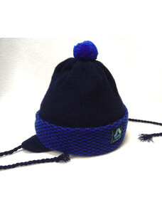 čepice s klapkami modrá dětská pletená C34
