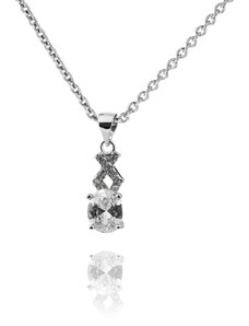 Jemný stříbrný náhrdelník se zirkonovou ozdobou - Meucci SS83N/08