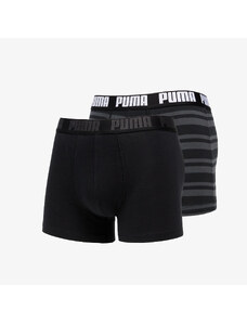 Boxerky Puma 2 Pack Heritage Stripe Boxers Black