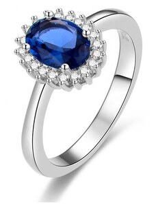 Carlo Romani Stříbrný prsten s modrým safírem KATE OVÁL