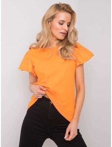 Fashionhunters Oranžové dámské bavlněné tričko