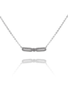 Jemný stříbrný náhrdelník s ornamentem plným zirkonů - Meucci SN040