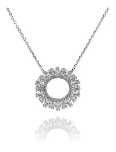 Stříbrný náhrdelník s výrazným kruhem zirkonů - Meucci SN044