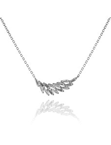 Stylový stříbrný náhrdelník s lístkem ze zirkonů - Meucci SN025
