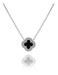 Stříbrný náhrdelník s keramickým čtyřlístkem a obvodem ze zirkonů - Meucci SN027