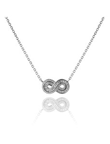 Stříbrný náhrdelník Nekonečno s obdélníkovými a kulatými zirkony - Meucci SN029