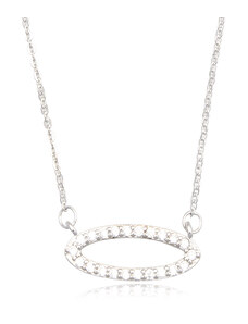 Stříbrný náhrdelník s oválem a zirkony - Meucci SN092