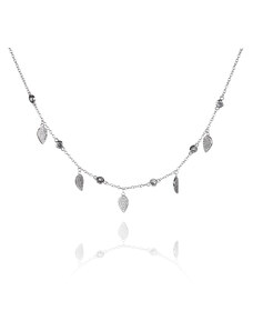 Stříbrný náhrdelník se zirkonovými lístky - Meucci SN071