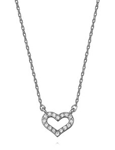 Stříbrný náhrdelník se srdíčkem posetým zirkony - Meucci SLN017