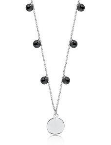 Stříbrný náhrdelník s černými postranními zirkony - Meucci SLN044