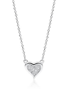 Stříbrný náhrdelník se stříbrným srdíčkem a zirkony - Meucci SLN049