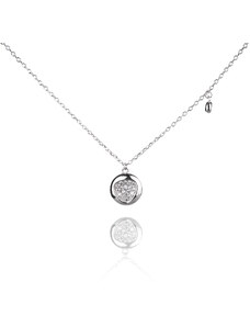 Stříbrný náhrdelník s kulatým přívěskem se zirkony - Meucci SN097