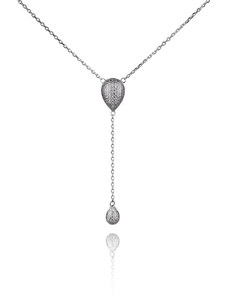 Jednoduchý stříbrný náhrdelník s ozdobou se zirkony - Meucci SN098