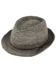 Fiebig Trilby Raffia - slaměný šedý klobouk s koženou stuhou