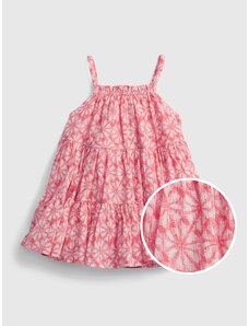 GAP Baby šaty gauze tiered floral Růžová