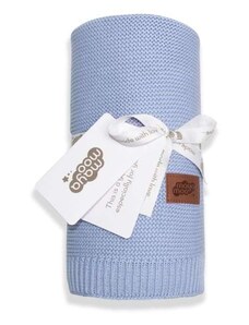 DETEXPOL Pletená deka do kočárku bavlna bambus modrá Bavlna, Bambus, 80/100 cm