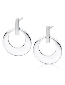 Stříbrné náušnice kroužky s vykrojenou placičkou - Meucci SLE075