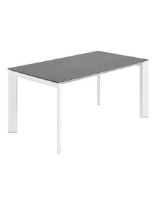 Antracitově šedý keramický rozkládací jídelní stůl Kave Home Axis II. 160/220 x 90 cm, bílá podnož