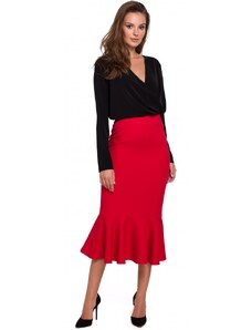 Makover K025 Volánová tužková sukně - červená