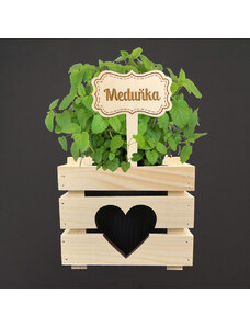 AMADEA Dřevěný zápich - cedulka na bylinky Meduňka, výška 20 cm, český výrobek